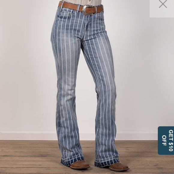 Rock and Roll Denim Pin Stripe Flare Jeans - Picture 15 of 16